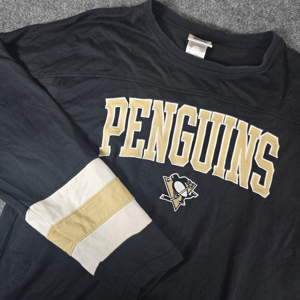Pittsburgh Penguins Hockey NHL Long‎ Sleeve T Shirt Black Gold Knights Apparel